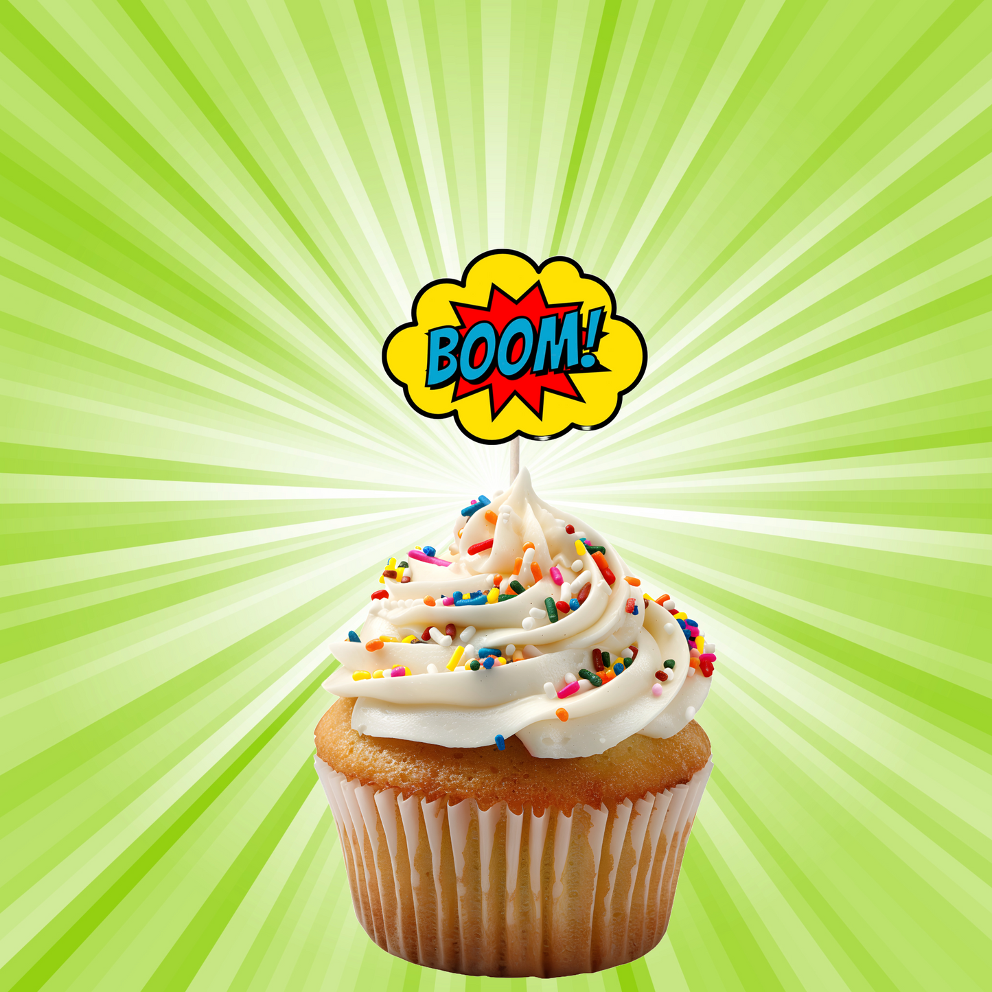 Superhero Comic Book Cupcake Toppers Set - 24pc - Birthday Celebration Cupcake & Cake Decorations