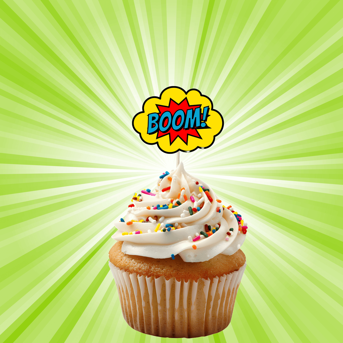 Superhero Comic Book Cupcake Toppers Set - 24pc - Birthday Celebration Cupcake & Cake Decorations