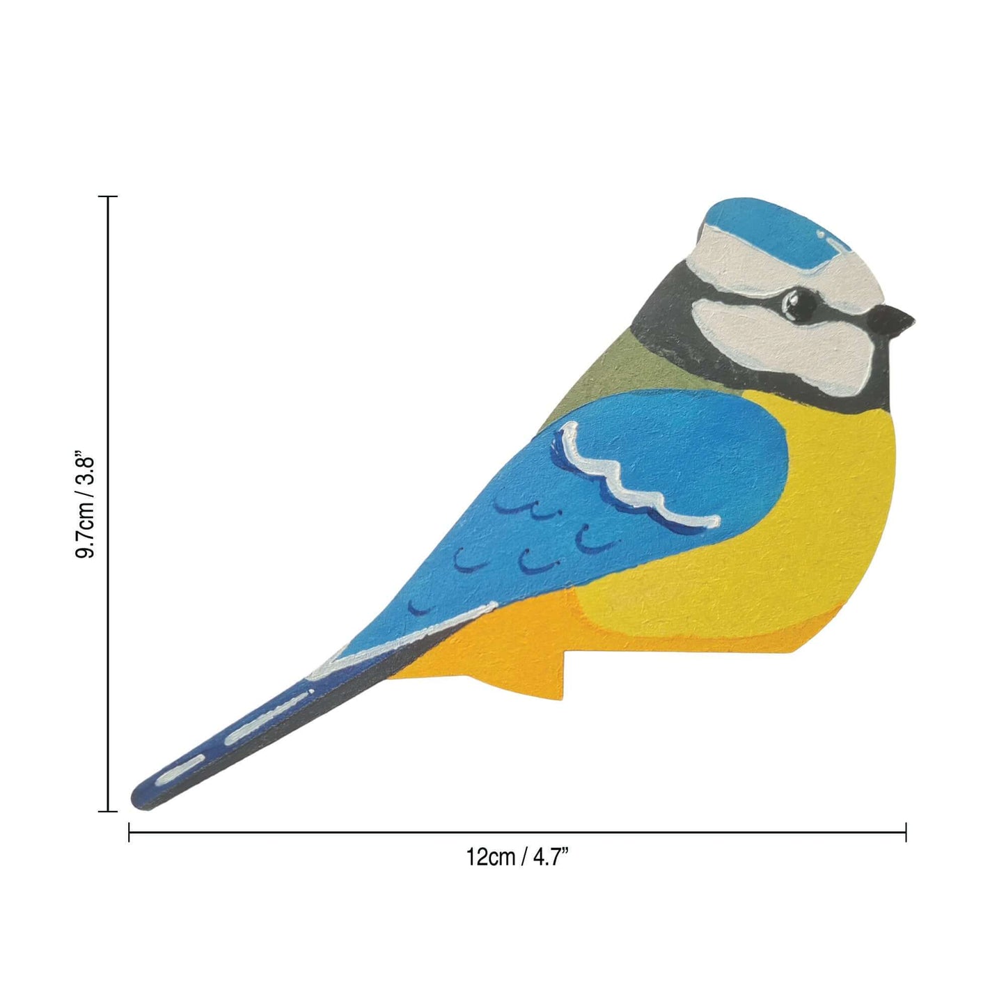 Blue Tit Hand Painted Wooden Bird Corner Decoration - Left or Right Facing - Perfect For Door Frames, Cupboards, Light Switches, Pictures & More