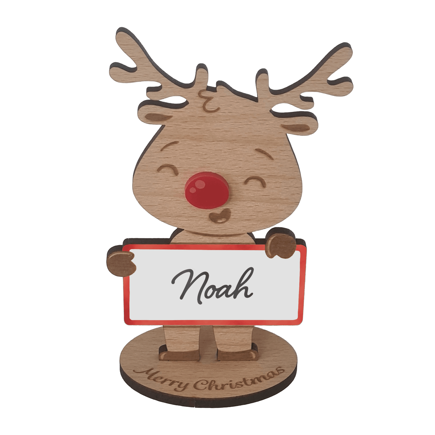 Rudolph Wooden Name Place – 6 Pack – Personalised Christmas Table Decorations & Festive Keepsake Figures