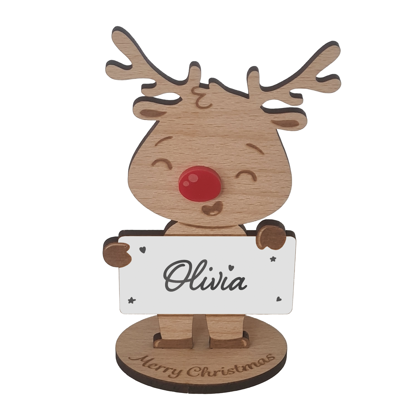 Rudolph Wooden Name Place – 6 Pack – Personalised Christmas Table Decorations & Festive Keepsake Figures