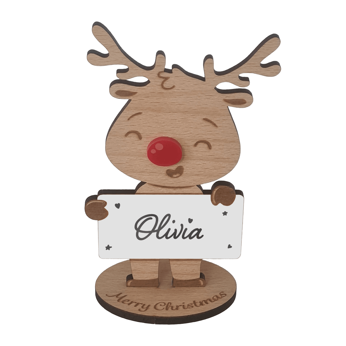 Rudolph Wooden Name Place – 6 Pack – Personalised Christmas Table Decorations & Festive Keepsake Figures