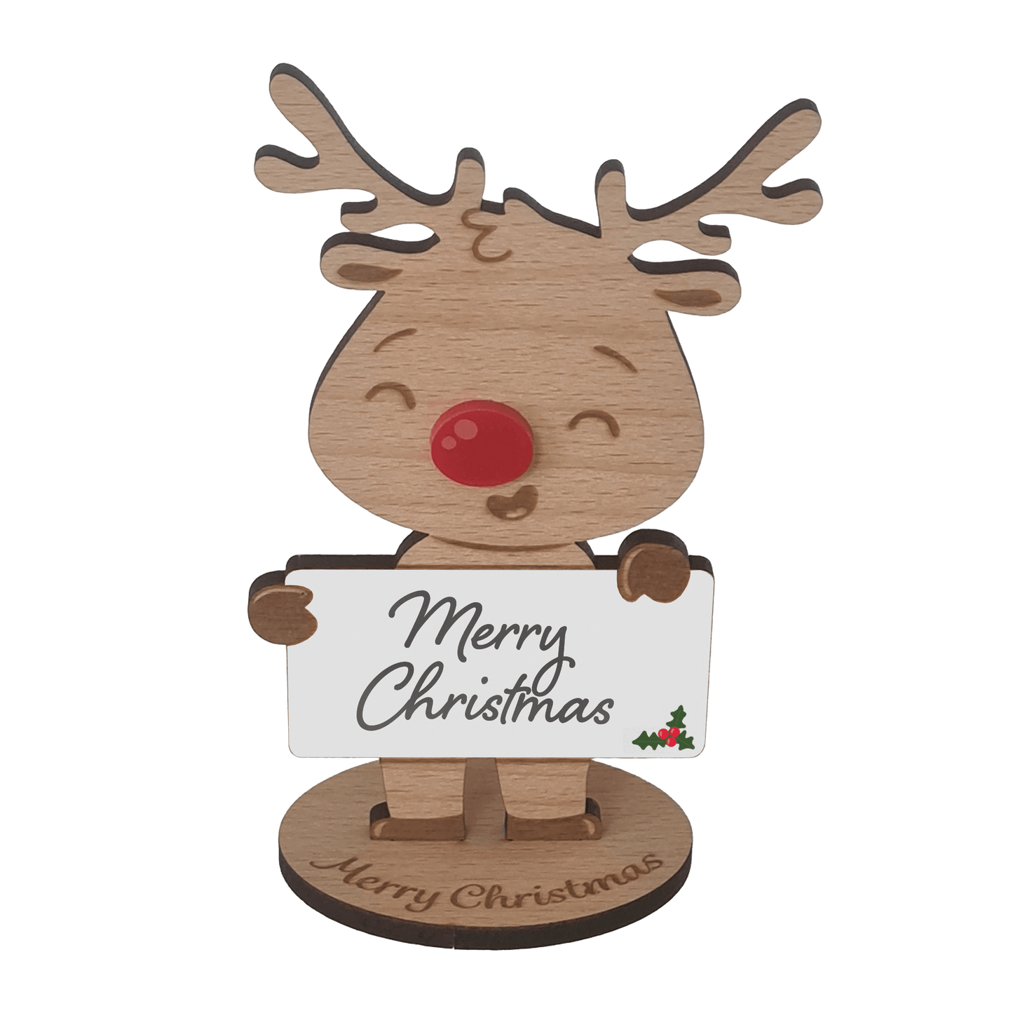 Rudolph Wooden Name Place – 6 Pack – Personalised Christmas Table Decorations & Festive Keepsake Figures