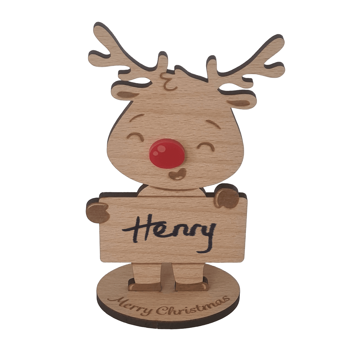 Rudolph Wooden Name Place – 6 Pack – Personalised Christmas Table Decorations & Festive Keepsake Figures