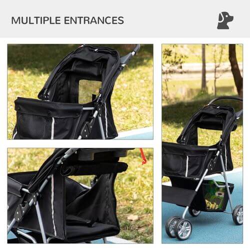 Pet Stroller Carrier Foldable Deluxe Jogger Walk Travel Dog Cat Black