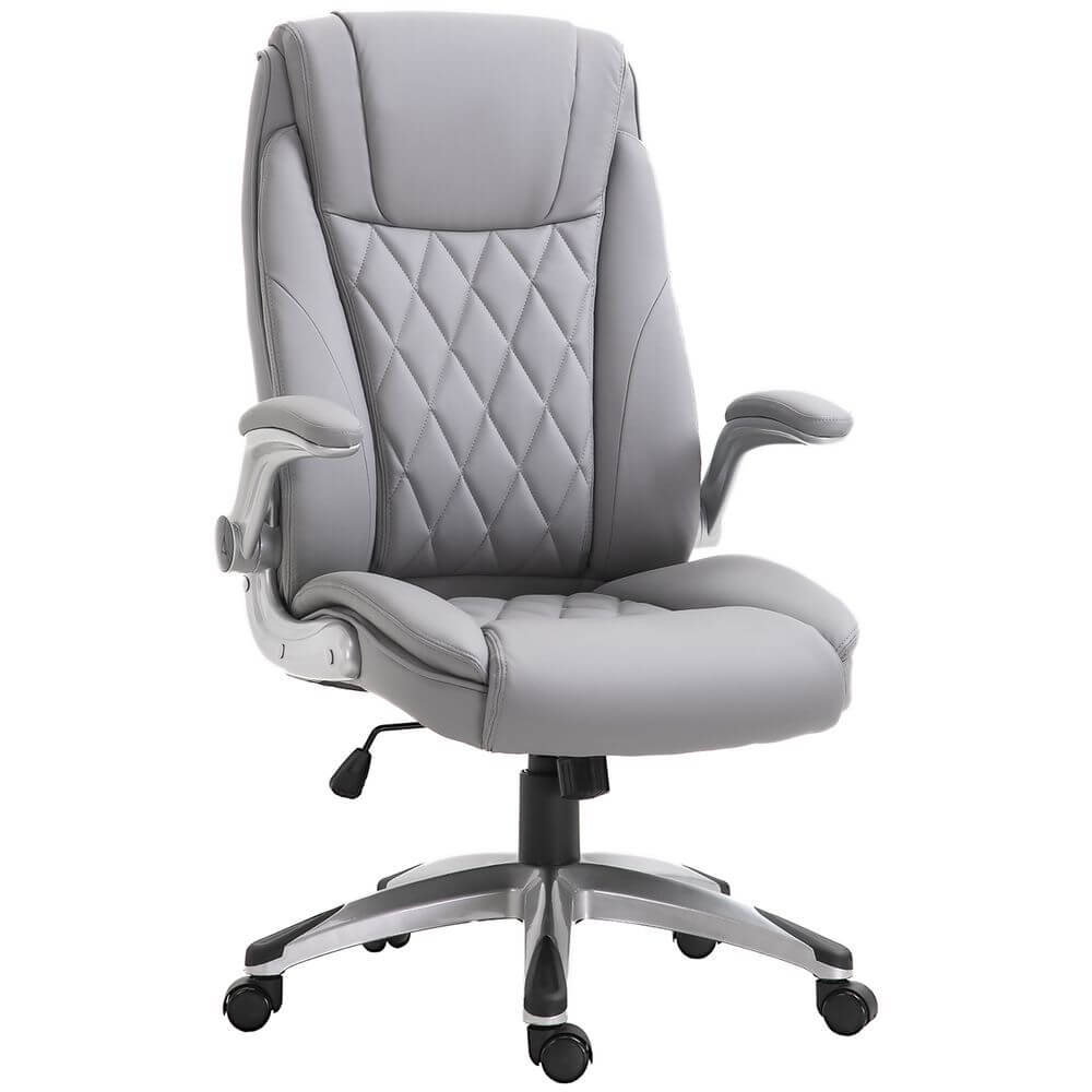 High Back Executive Office Chair Grey PU Leather