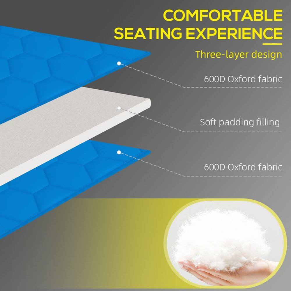 Foldable Sun Lounger Set, 2 Pieces Sun Lounger w/ Padded Seat Blue