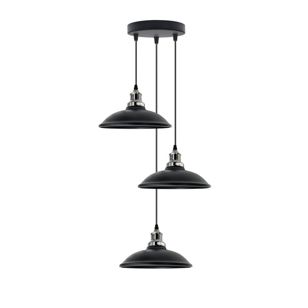 3 Head Vintage Industrial Metal Pendant Ceiling Hanging Light Shade Lamp E27