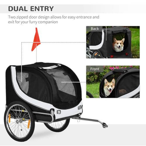 Pet Bicycle Trailer Dog Cat Bike Carrier Water Resistant Black
