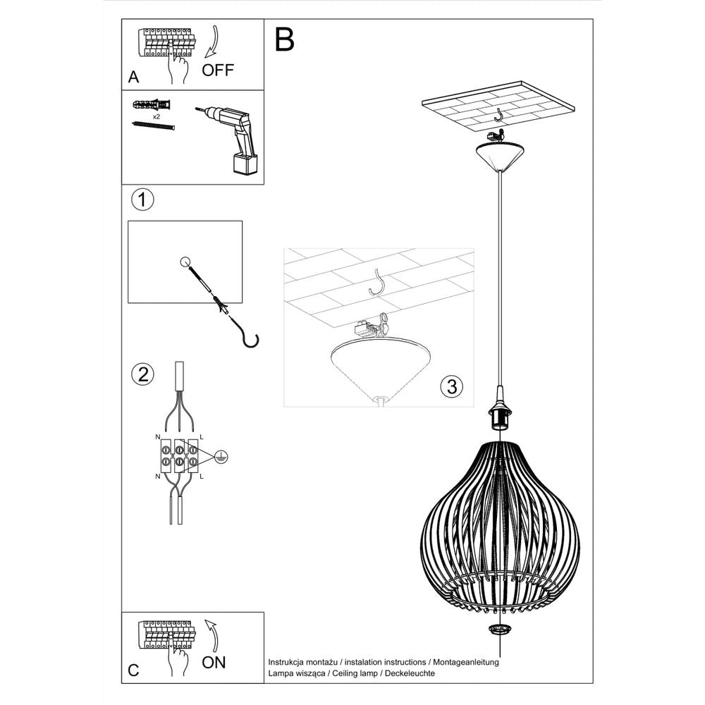 Pendant Aprilla Scandinavian Design Lamp Wood E27