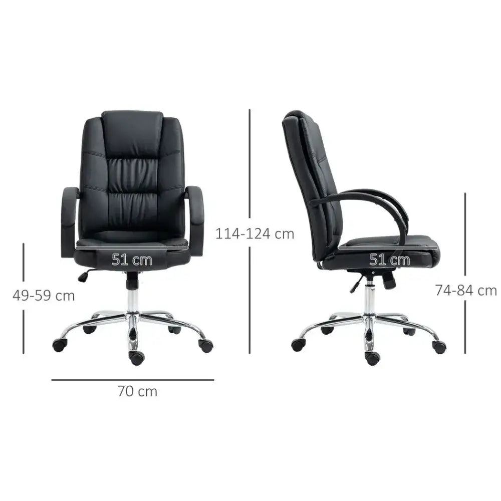PU Leather Executive Office Chair High Back Height Adjustable, Black