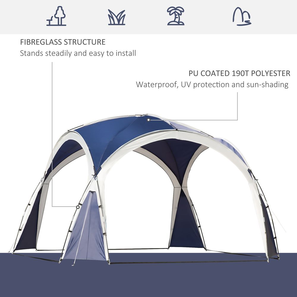 Outdoor Garden Dome Gazebo Shelter Party Tent Blue with Grey Trim