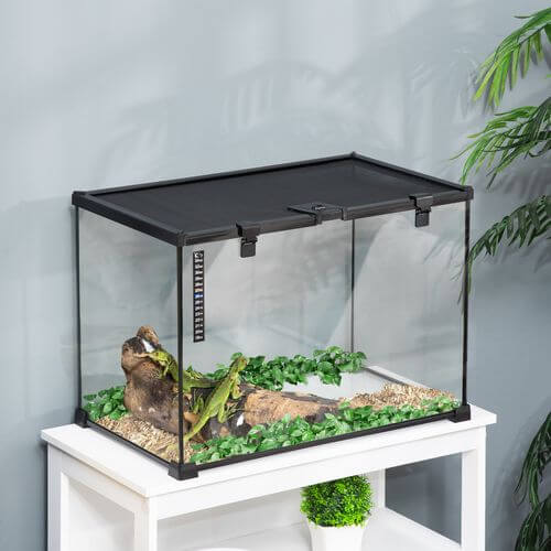 50 x 30 x 35 cm Reptile Terrarium for Lizards, Horned Frogs, Snakes, Black