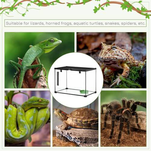 50 x 30 x 35 cm Reptile Terrarium for Lizards, Horned Frogs, Snakes, Black