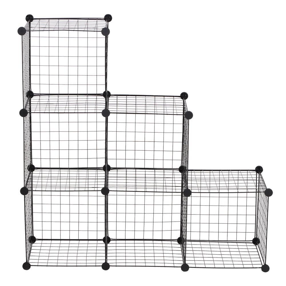 DIY 6 Cube Wire Storage Cabinet Organiser Black