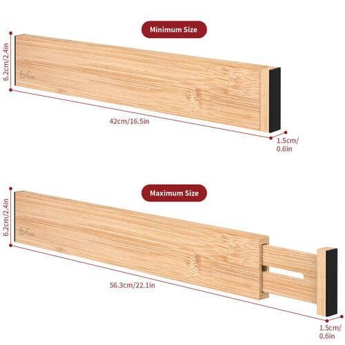 Vinsani Eco-Friendly Bamboo Drawer Dividers