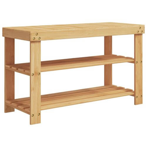 Eco-Friendly Bamboo Shoe Rack 3-Tier shelving unit for organized shoe storage, durable and stylish.