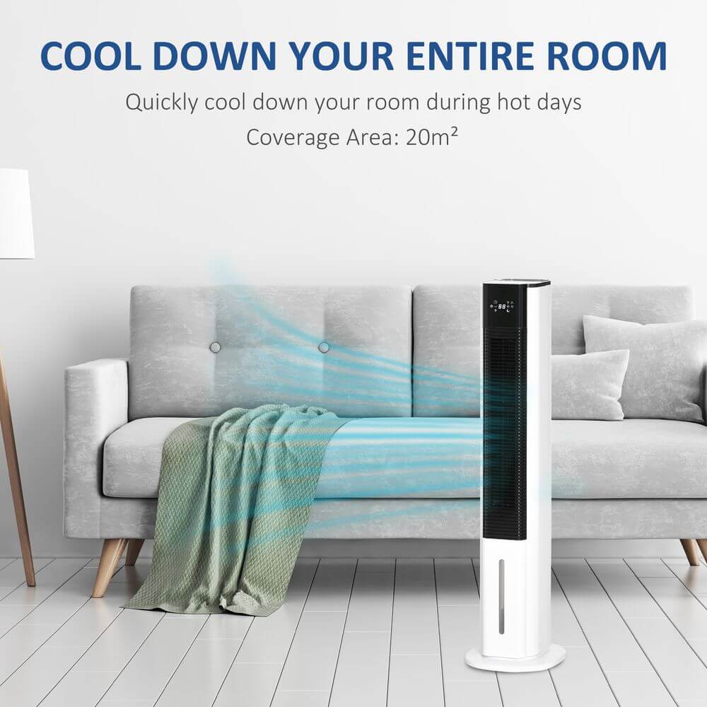 Quiet Air Cooler, Evaporative Ice Cooling Fan Humidifier, White