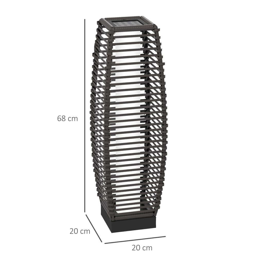 Outsunny Rattan Solar Floor Lamp with Auto On/Off LED Grey
