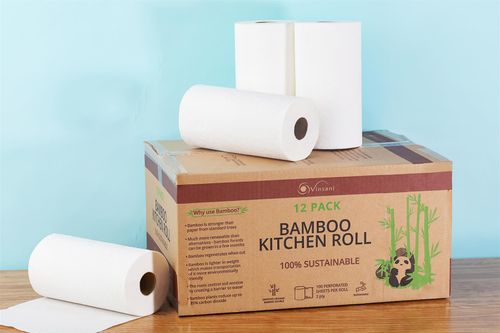 Vinsani 100% Sustainable Bamboo Kitchen Roll - 12 Pack