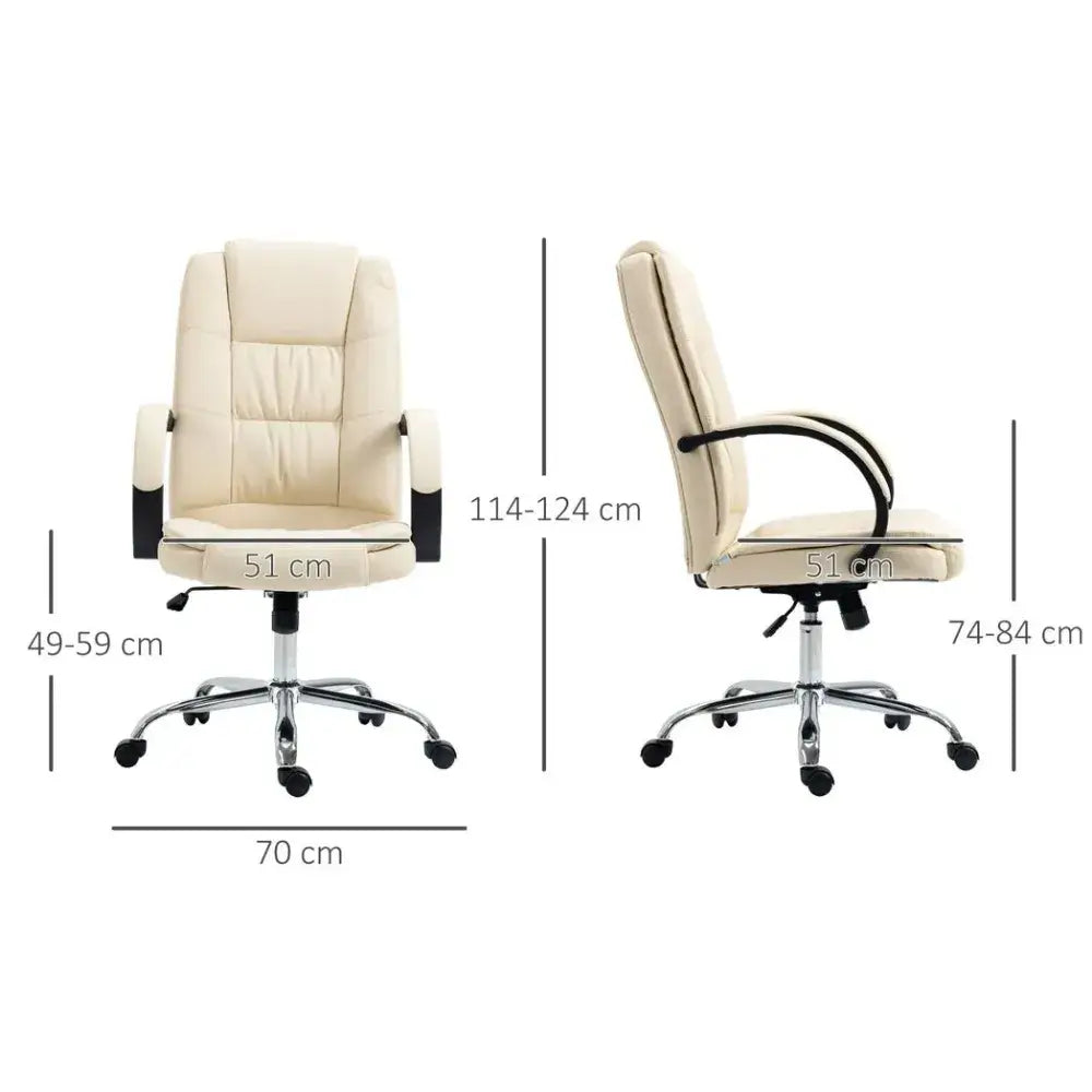 PU Leather Executive Office Chair High Back Height Adjustable, Beige