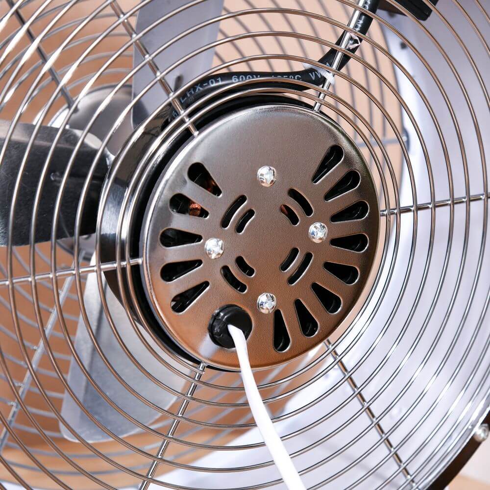 White 26cm 2-Speed Electric Fan Safe Guard Anti-Slip Feet Home Office