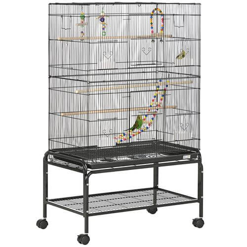 Bird Cage, with Stand, Wheels, Toys, for Budgies, Finches, Parakeets.