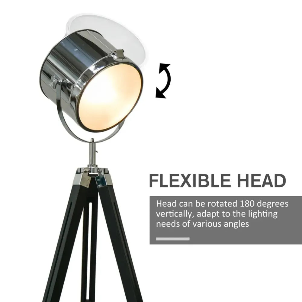 Industrial Style Adjustable Floor Tripod Searchlight Reading Lamp