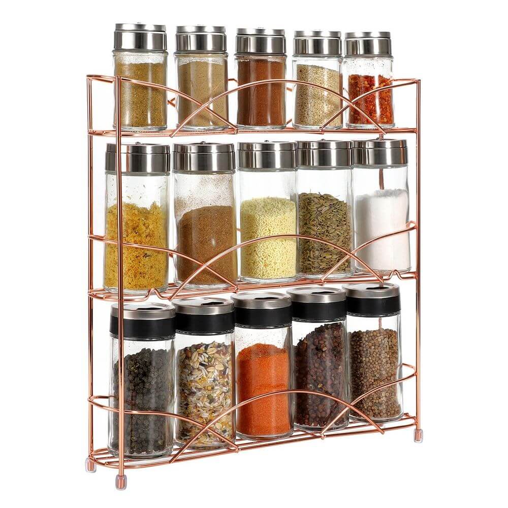 Free Standing 3 Tier Table Top Spice Rack Space Saving Storage