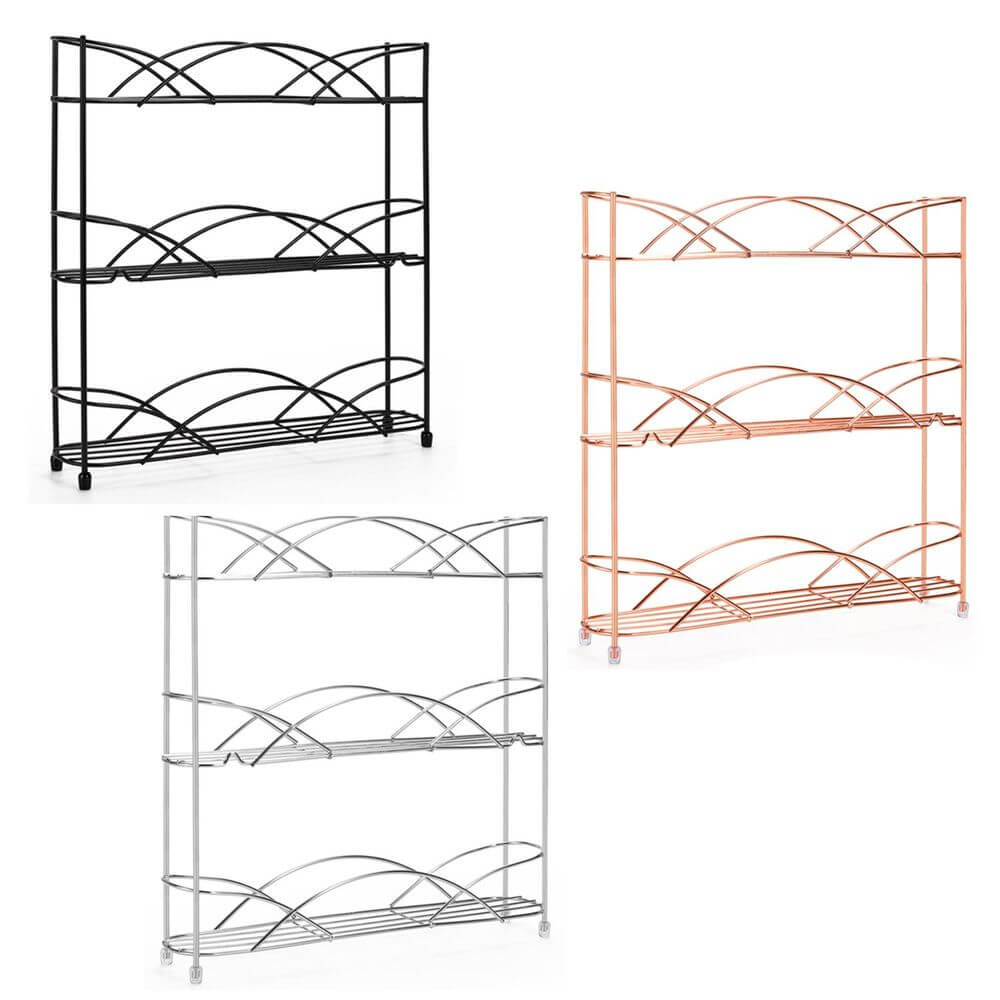 Free Standing 3 Tier Table Top Spice Rack Space Saving Storage