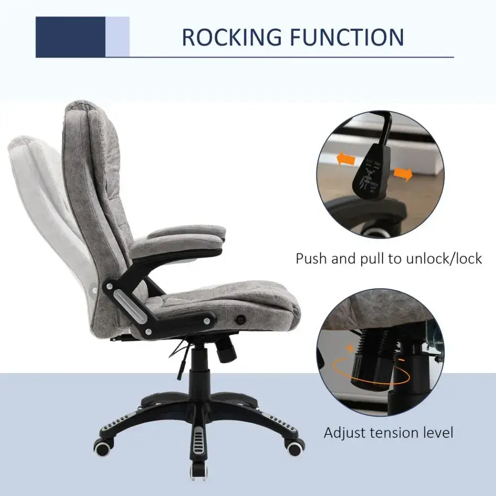 High Back Home Office Desk Chair w/ Arms Swivel Wheels Grey