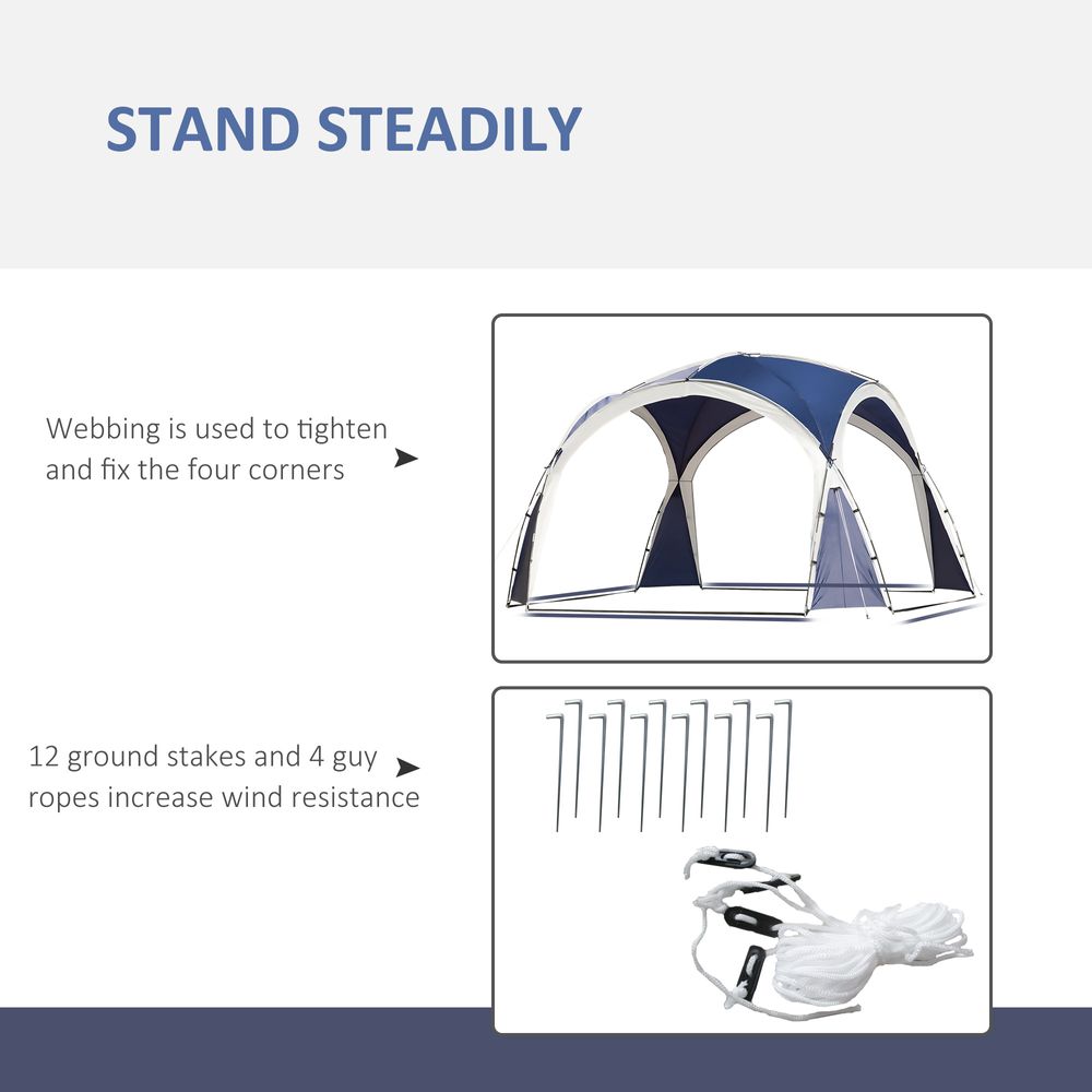 Outdoor Garden Dome Gazebo Shelter Party Tent Blue with Grey Trim
