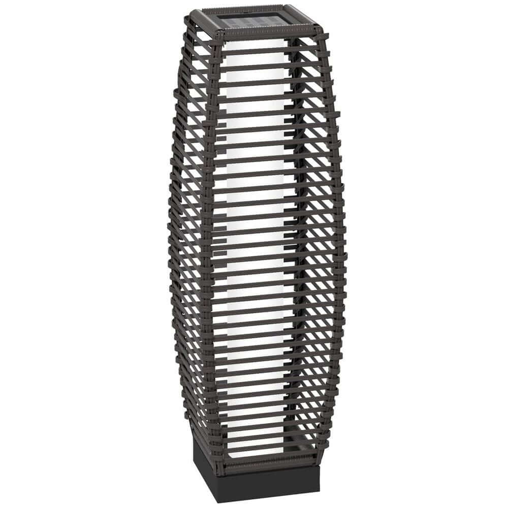 Outsunny Rattan Solar Floor Lamp with Auto On/Off LED Grey