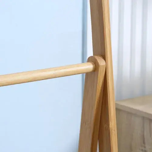 Bamboo Towel Rack Freestanding Foldable with 3 Bars and Shelves for Bathroom
