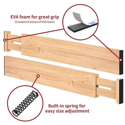Vinsani Eco-Friendly Bamboo Drawer Dividers