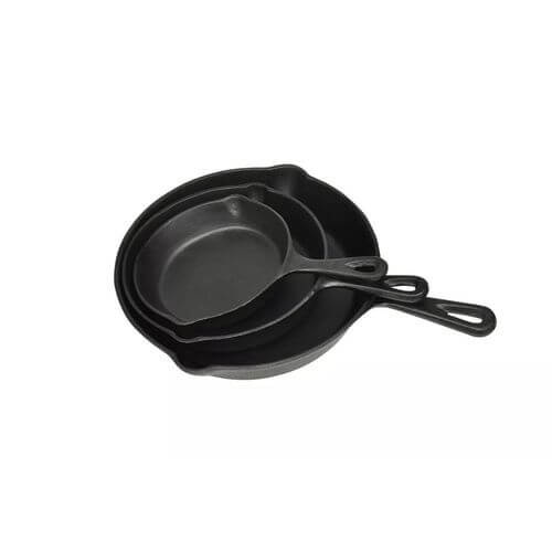 Set of 3 Cast Iron Skillet/Grill Steak Pans Ideal For The BBQ