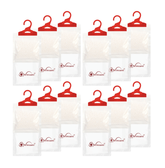 Pack of 12 Hanging Wardrobe Dehumidifier Bags 210g
