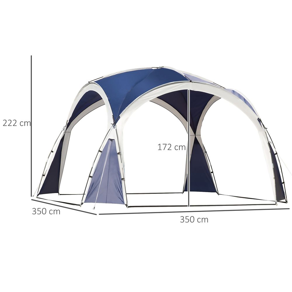 Outdoor Garden Dome Gazebo Shelter Party Tent Blue with Grey Trim