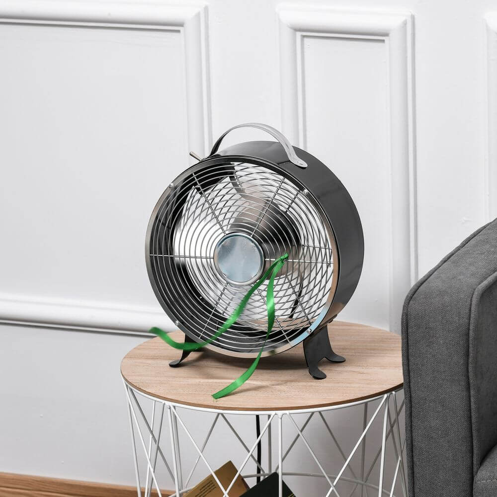 Black 26cm 2-Speed Electric Fan Safe Guard Anti-Slip Feet Home Office