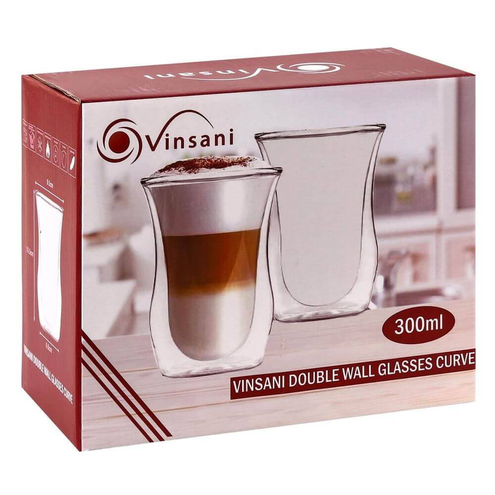 Double Wall Glasses Curve Barware Set Of 2
