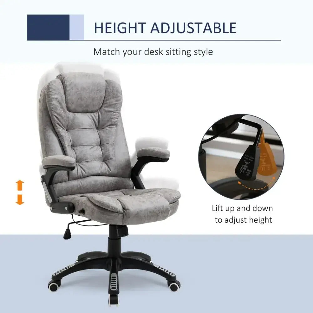 High Back Home Office Desk Chair w/ Arms Swivel Wheels Grey