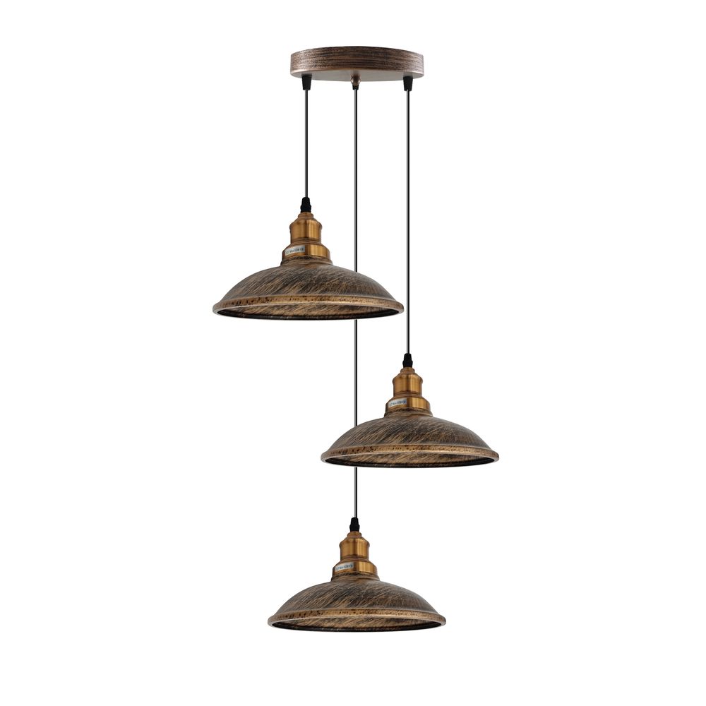 3 Head Vintage Industrial Metal Pendant Ceiling Hanging Light Shade Lamp E27