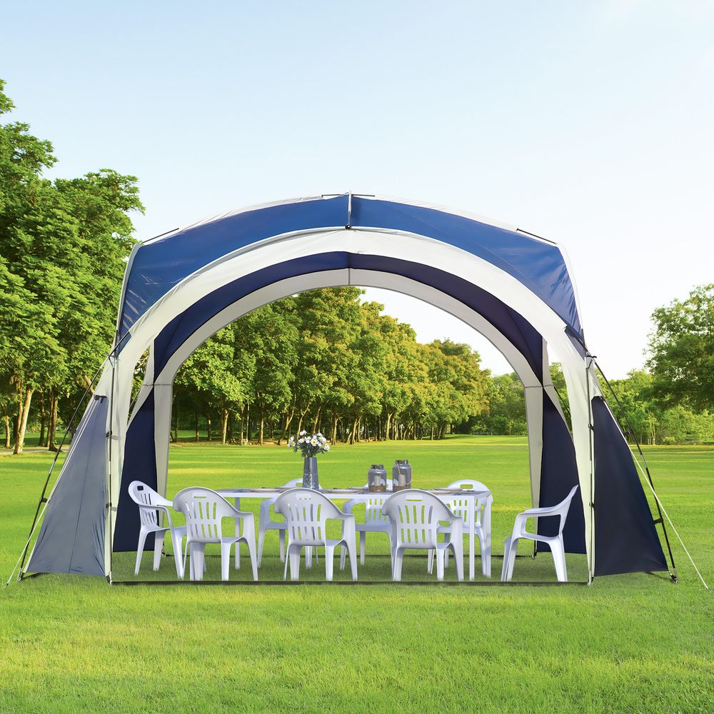 Outdoor Garden Dome Gazebo Shelter Party Tent Blue with Grey Trim