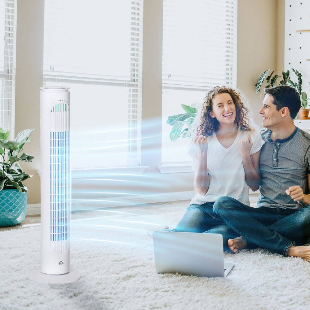 White Tower Fan, 3 Speed 3 Mode, Timer, Oscillation, Remote