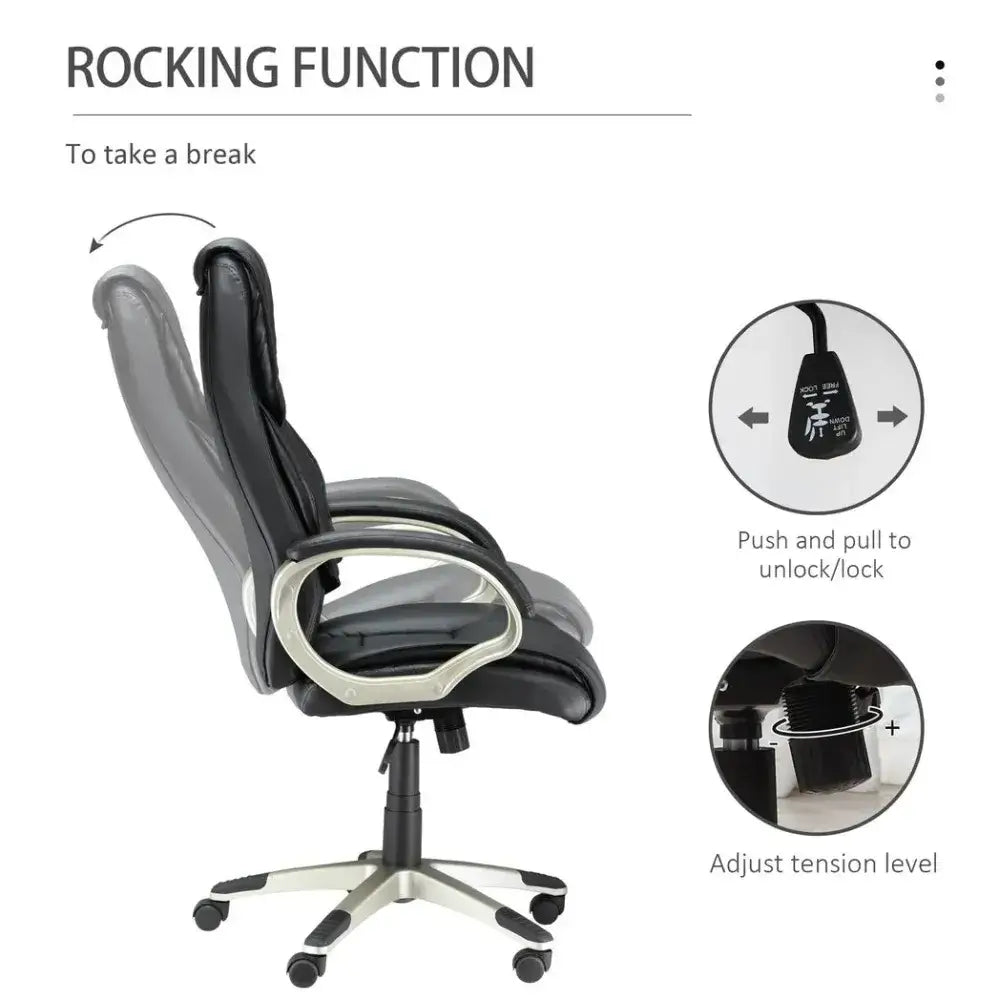 Executive Office Faux Leather Computer Desk Chair w/ Wheel Back