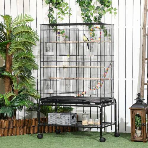 Bird Cage, with Stand, Wheels, Toys, for Budgies, Finches, Parakeets.