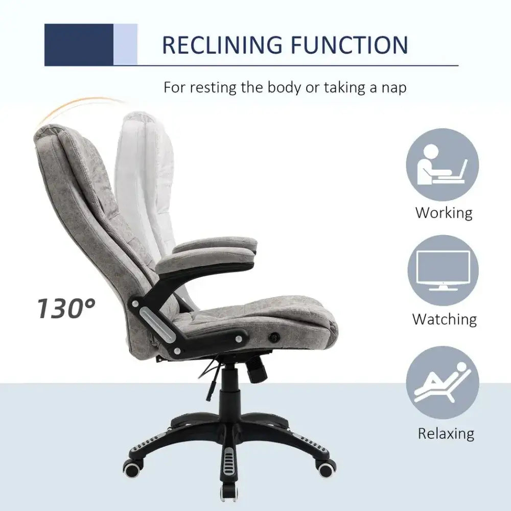 High Back Home Office Desk Chair w/ Arms Swivel Wheels Grey