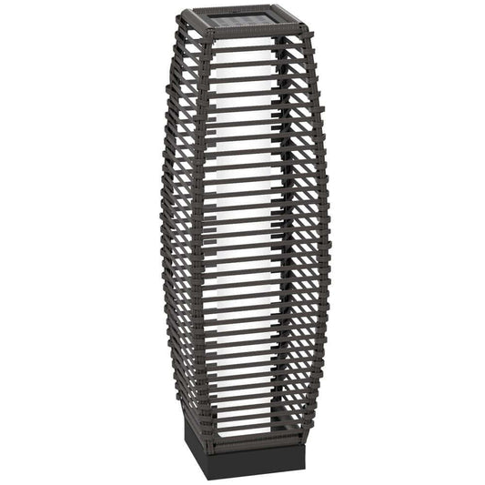Outsunny Rattan Solar Floor Lamp with Auto On/Off LED Grey