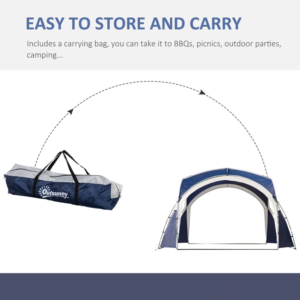 Outdoor Garden Dome Gazebo Shelter Party Tent Blue with Grey Trim