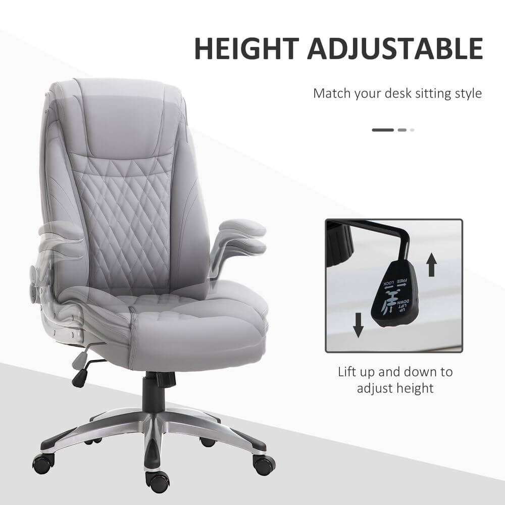 High Back Executive Office Chair Grey PU Leather